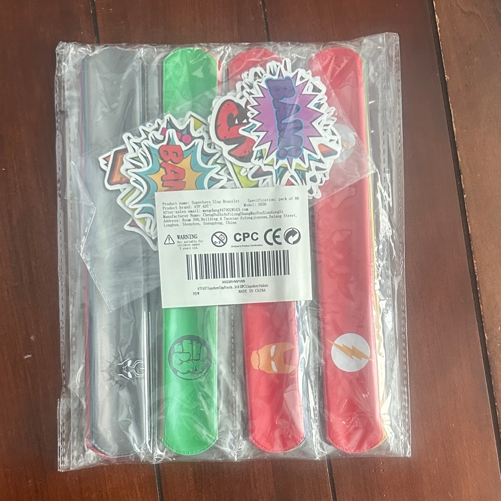 Superhero Slap Bracelet Set - Red, Green, Gray